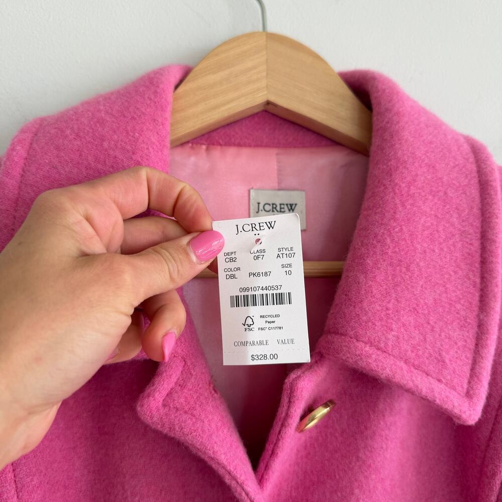 J. Crew Wool-Blend Lady Day Mid-Length Trench Coat Pink 10 NWT - Picture 7 of 11